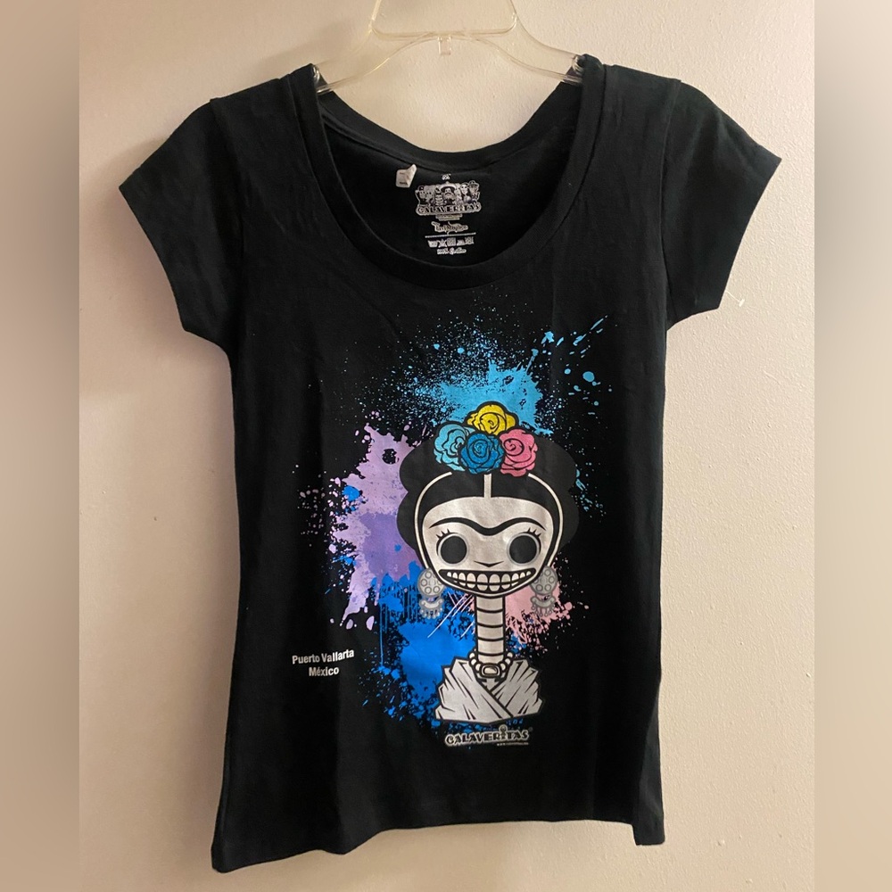 Caliveritas Womens Black Graphic Tee T Shirt M Bust 30” Skeleton Girl NWOT
